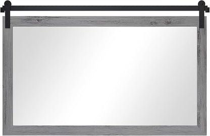 COGOOD Farmhouse Bathroom Mirrors for Over Sink - 30 x 45 Grey | Rustic Barn Door Wood Framed Vanity Mirror for Entryway, Living Room, Bedroom, Dresser Wall Decor