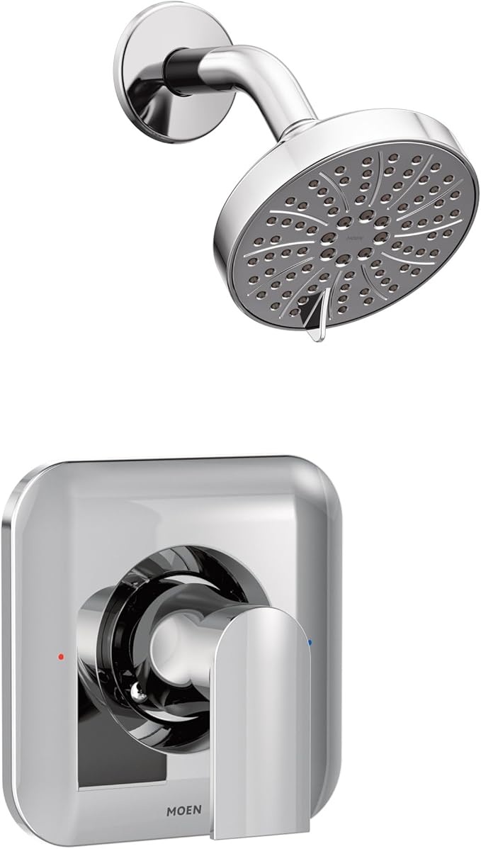 Moen Genta LX Pressure Balancing Eco-Performance Modern Shower Trim with Showerhead and Lever Handle, Posi-Temp Valve Required, Chrome, T2472EP