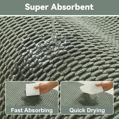 Triohero Bathroom Rugs Non Slip Washable, Super Absorbent Thin Bath Mat Small Quick Dry Low Pile Bathroom Rug, Sage Green 20"x30"