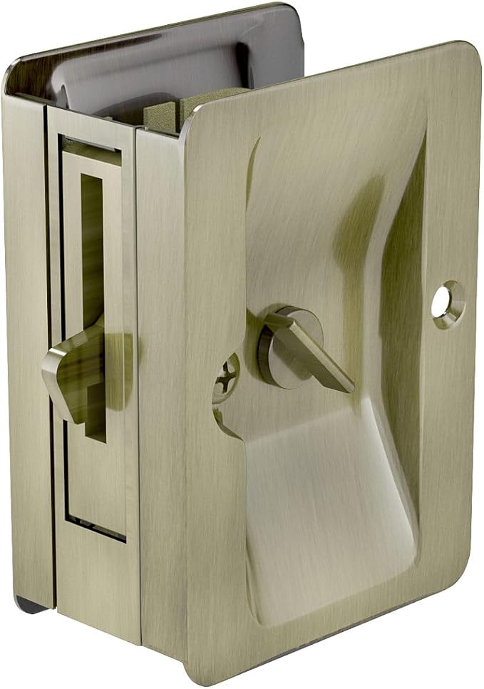 Richelieu | Onward Privacy Pocket Door Pull, Rectangular, Antique Brass