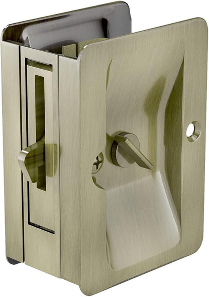 Richelieu | Onward Privacy Pocket Door Pull, Rectangular, Antique Brass
