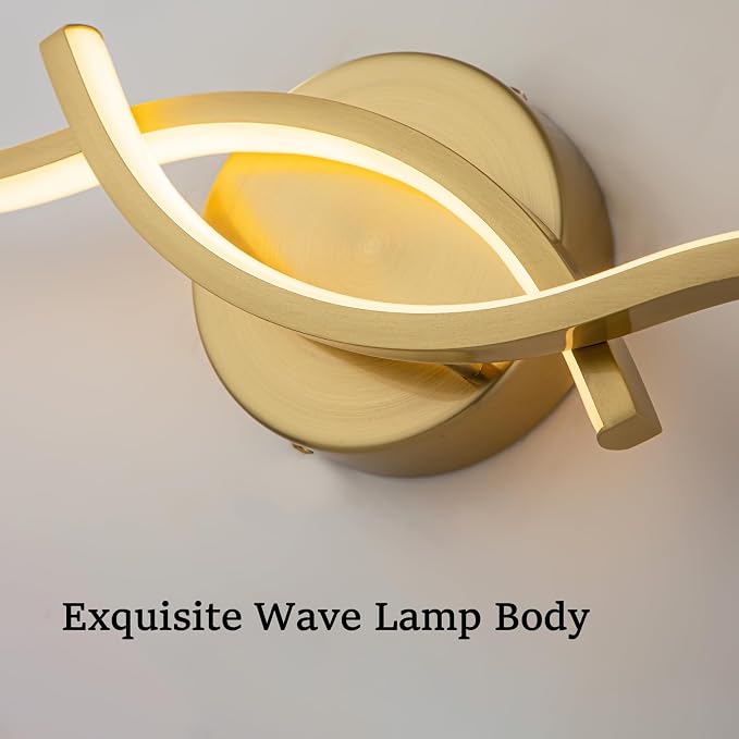 EDISLIVE 24 Inch Gold LED Vanity Light, 15W Dimmable Modern Wall Sconce, 3000K Warm White Linear Fixture with Acrylic Strip Shade for Bathroom Mirror Bedroom Makeup
