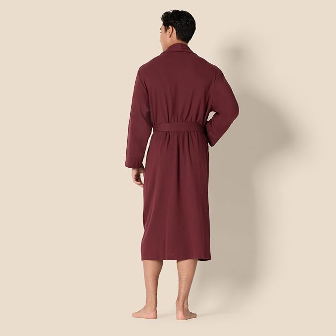 Amazon Essentials Men's Lightweight Cotton Waffle Bath Robe, Mid-Length Loungewear (Available in Big & Tall)