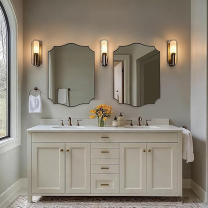 ANDY STAR Brushed Bronze Bathroom Mirror, 22x30 Inch Vanity Mirror, Scalloped Mirrors for Bathroom, Anti-Rust Stainless Steel Frame, Stunning Curved Design Ideal for Bathroom, Living Room, Mantel
