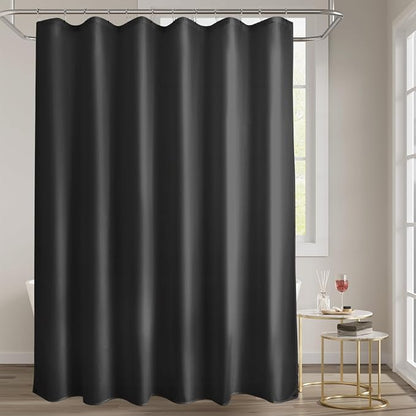 Titanker Fabric Shower Curtain Liner Washable with 2 Magnets, 70 x 72 Inches, Waterproof, Soft Fabric, Lightweight Polyester, Black