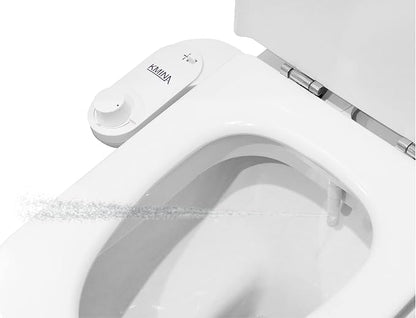 KMINA Toilet Bidet Attachment, Self-Cleaning Nozzle, Fresh Water Non-Electric, Adjustable Water Pressure, Rear Wash, White