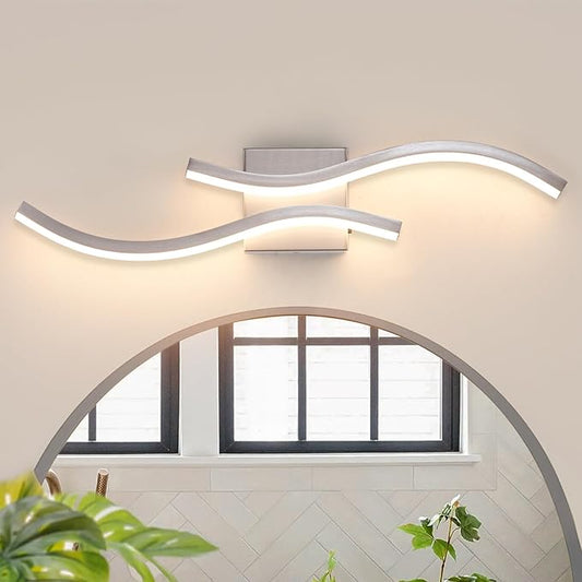 Bathroom Vanity Light Fixture, 26W 5CCT Dimmable Modern Led Bathroom Light Fixtures Over Mirror, LED Vanity Lighting Bar for Bathrooms (Brushed Nickel, 24inch)