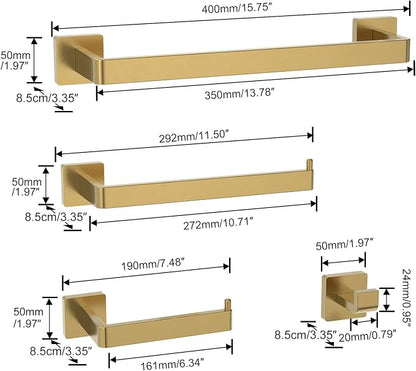 Toilet Paper Holder Collision Avoidance Towel Racks for Bathroom Thickened Material 304 Stainless Steel Towel Rack 10-Piece Towel Bar Brushed Gold Bathroom Hardware Set Will Not Rust