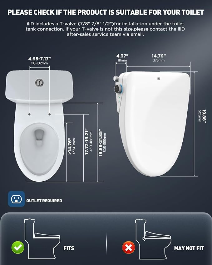 iliD Heated Bidet Toilet Seat With Remote, Electric, Warm Water, Elongated | Dryer, Four Cleaning Modes, Self-Cleaning Nozzle, Adjustable Angle & Pressure, Eco, Night Light, Slow Close, Silent Mode