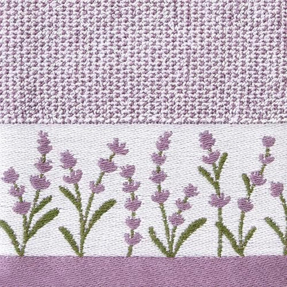 SKL Home Lavender Border Hand Towel Set-2pc, 100% Turkish Cotton, Purple