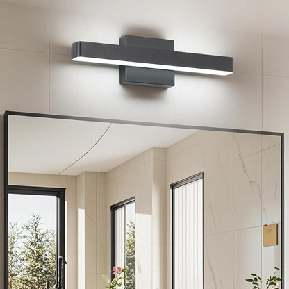 LED Modern Bathroom Vanity Light Fixtures (16-Inch, Cool White 6000K), Modern Acrylic Bathroom Wall Lighting Fixtures for Bathroom Over Mirror, Matte Black