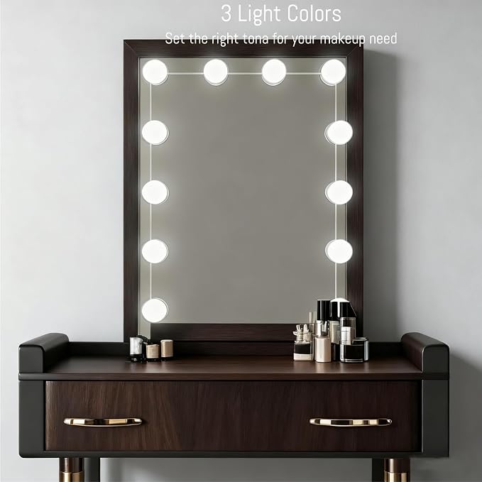LED Makeup Mirror Light Hollywood Style Vanity Lights USB Fill Light Adjustable Color and Brightness Suitable for Full-Length Mirror, Dressing Room, Dressing Table Set (No Mirror Include) (12 Bulbs)