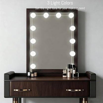 LED Makeup Mirror Light Hollywood Style Vanity Lights USB Fill Light Adjustable Color and Brightness Suitable for Full-Length Mirror, Dressing Room, Dressing Table Set (No Mirror Include) (12 Bulbs)