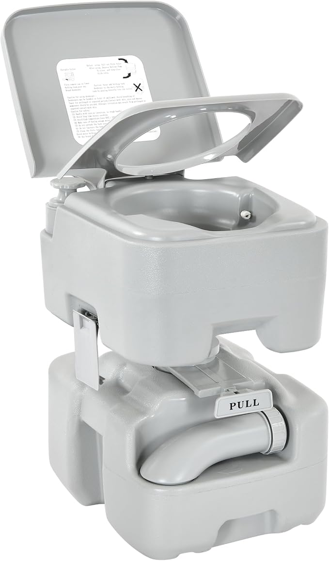 YITAMOTOR Portable Toilet for Camping, RV Toilet with 5.3 Gal Waste Tank & 3.2 Gal Flush Tank, Double Water Outlet, Powerful Handle Flush Pump, Odor-Sealing, Leakproof, Wheels for Outdoors, Travel