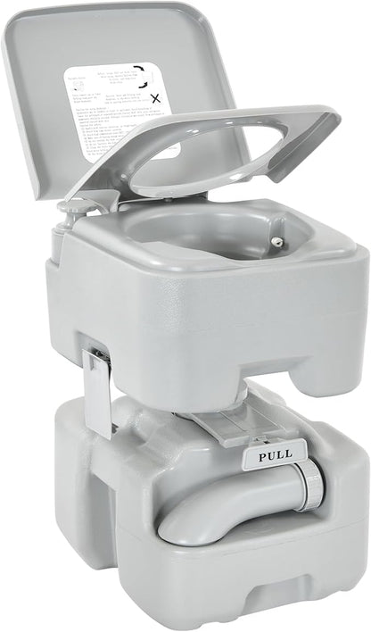 YITAMOTOR Portable Toilet for Camping, RV Toilet with 5.3 Gal Waste Tank & 3.2 Gal Flush Tank, Double Water Outlet, Powerful Handle Flush Pump, Odor-Sealing, Leakproof, Wheels for Outdoors, Travel