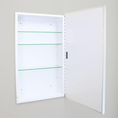 Fox Hollow Furnishings 16x26 Parker Metro Metal Framed Rectangle Recessed Bathroom Medicine Cabinet, Floating Mirror, 14x24 in-Wall Opening, Steel, Adjustable Glass Shelves, Magnet Close, Chrome