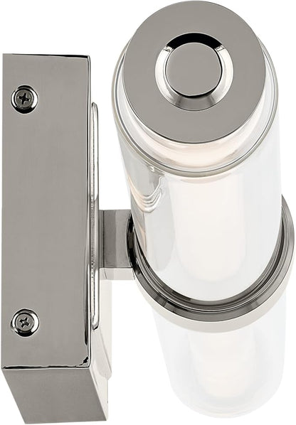 Kichler Laurene LED Linear Vanity Light, Polished Nickel | LED vanity light with clear fluted glass for mirrors, hallways and buffets (31" x 5"), 55239PNLED