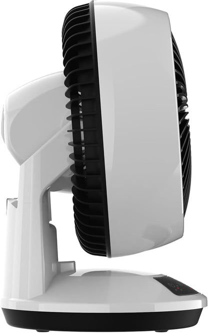 Lasko Whirlwind Orbital Motion Air Circulator Table Fan, 3 Speeds, Timer, Dark Mode, Remote Control for Small and Medium Sized Rooms, White, A12557