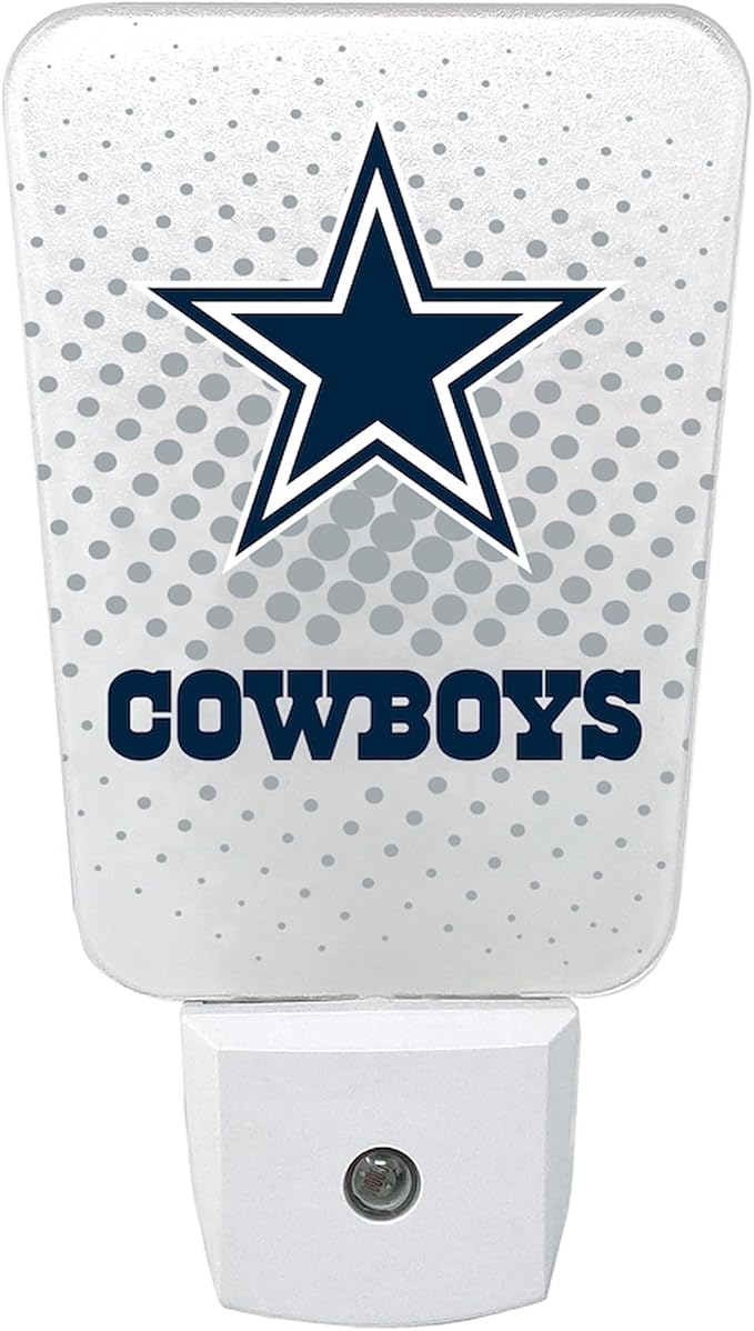 Party Animal NFL Team LED Night Light, Dallas Cowboys | Energy-efficient LED light with auto-sensor & 3 light settings; Slim 5-inch design fits standard outlets for indoor use