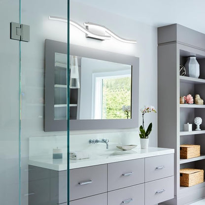 PRESDE 32 Inch Vanity Light Brushed Nickel Bathroom Light Fixtures Over Mirror LED Modern Bath Wall Lighting Bar Dimmable