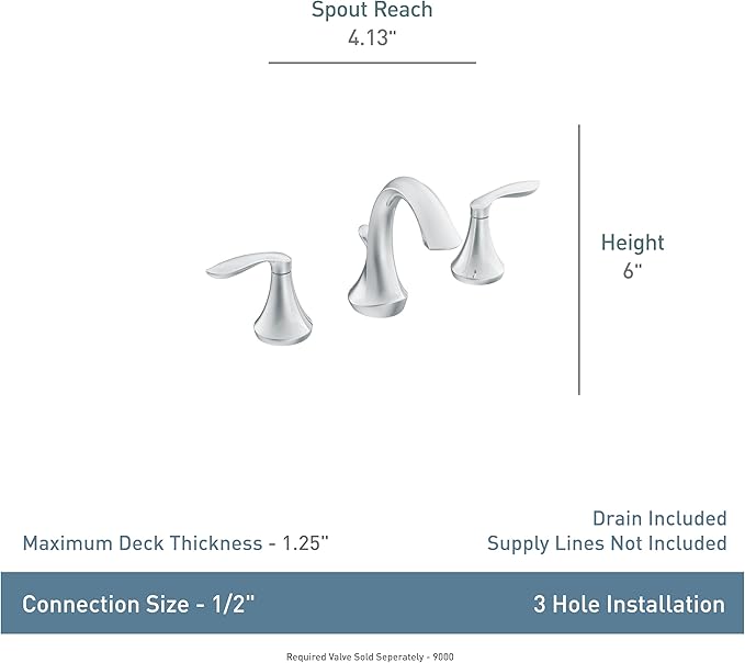 Moen Eva Oil-Rubbed Bronze Two-Handle High-Arc 8-Inch Widespread Bathroom Faucet with Drain Assembly, Valve Required, T6420ORB
