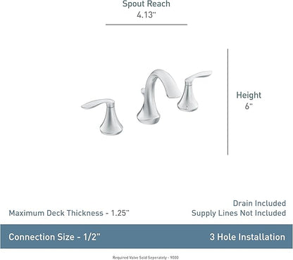Moen Eva Oil-Rubbed Bronze Two-Handle High-Arc 8-Inch Widespread Bathroom Faucet with Drain Assembly, Valve Required, T6420ORB