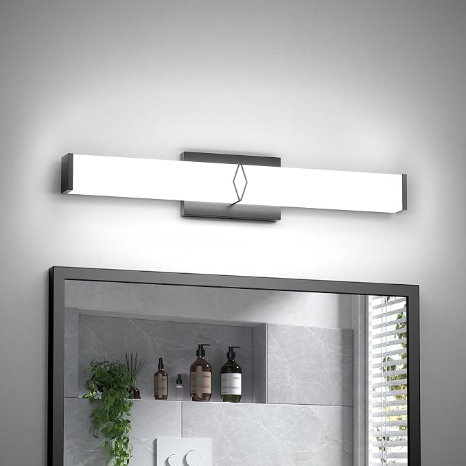 LED Bathroom Vanity Light,16inch Dimmable,20W 2000LM,5700K,ETL,BK | Integrated LED Modern Bathroom Light Fixtures,Matte Black Vanity Lighting Fixture Over Mirror,Wall Lights,ETL Certified