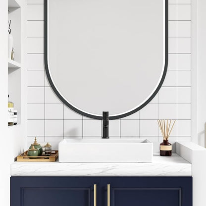 Vessel Sink 24x17.7 Inch, Square Ceramic Bathroom Vessel Sink, Drop-In Above Counter Vanity Sink for Bathroom, White Wash Basin Bowl