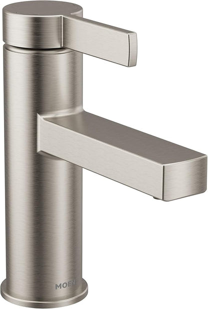 Moen Beric Spot Resist Nickel Modern One-Handle Single Hole Bathroom Faucet with Drain Assembly and Optional Deckplate for Your Bath Sink, 84774SRN
