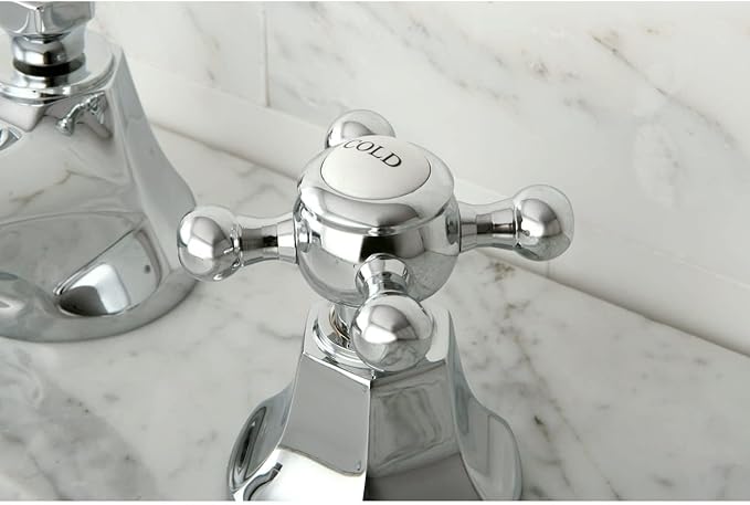 Kingston Brass KS4461BX Metropolitan Widespread Lavatory Faucet with Metal Cross Handle, Polished Chrome, 8-Inch Adjustable Center