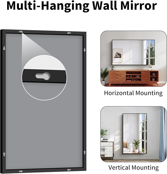 Koonmi Black Bathroom Mirror for Over Sink,Metal Framed 36"x60" Wall Mirror