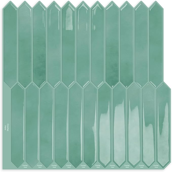 10 Sheets Long Hexagon Tile Peel and Stick Backsplash | Self-Adhesive Wall Tiles Stick on Back Splash for Kitchen, Bathroom, Fireplace,RV(Cyan,12"×12")