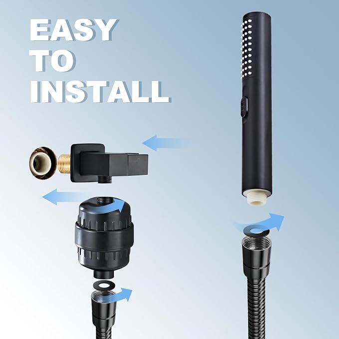 Handheld Shower Head，High Pressure Shower Head,Water Saving Detachable Shower Wand with Solid Brass Body and 5 ft Flexible Hose, Easy to Clean and Durable (Cylinder Head with Filter)