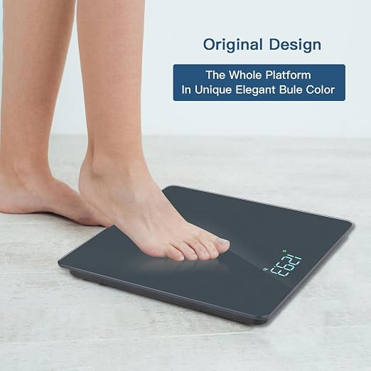 Homebuds Bathroom Scale for Body Weight, Precision 0.1lb by Our Professional Scale Factory Since 2001, Digital Weight Scale LED Display and Step-On, 3*AAA Batteries Included, 400lb/182kg, Blue | Professional Factory Since 2001 Digital Weight Loss Scale...