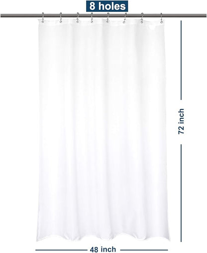 Barossa Design Waterproof Fabric Stall Shower Curtain Liner Microfiber 48" W x 72" H - Hotel Quality, Machine Washable, White Shower Liner for Bath Tub, 48x72