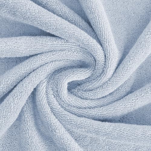 Feather & Stitch 100% Cotton 625 GSM Bath Towel Set of 6, Ultra Soft Highly Absorbent 2 Bath Towels, 2 Hand Towels & 2 Washcloth - Luxury Quick Dry Shower Towels (Sky Blue)