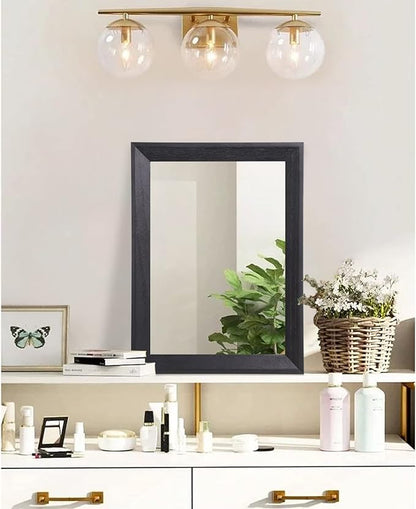 AAZZKANG Wall Mirror Black Wood Framed Rectangle Hanging Mirrors | Decorative for Bedroom Bathroom Living Room Farmhouse Entryway Small