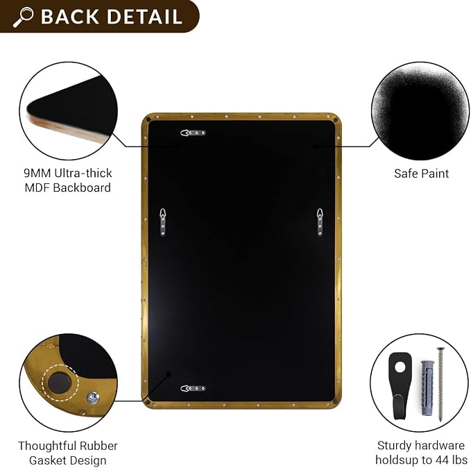 Gold Bathroom Mirrors for Over Sink, 24x30 Inch Brushed Gold Wall Mirror, Rectangular Metal Framed Vanity Mirror -Modern Clean Design with Superior Stainless Steel Frame