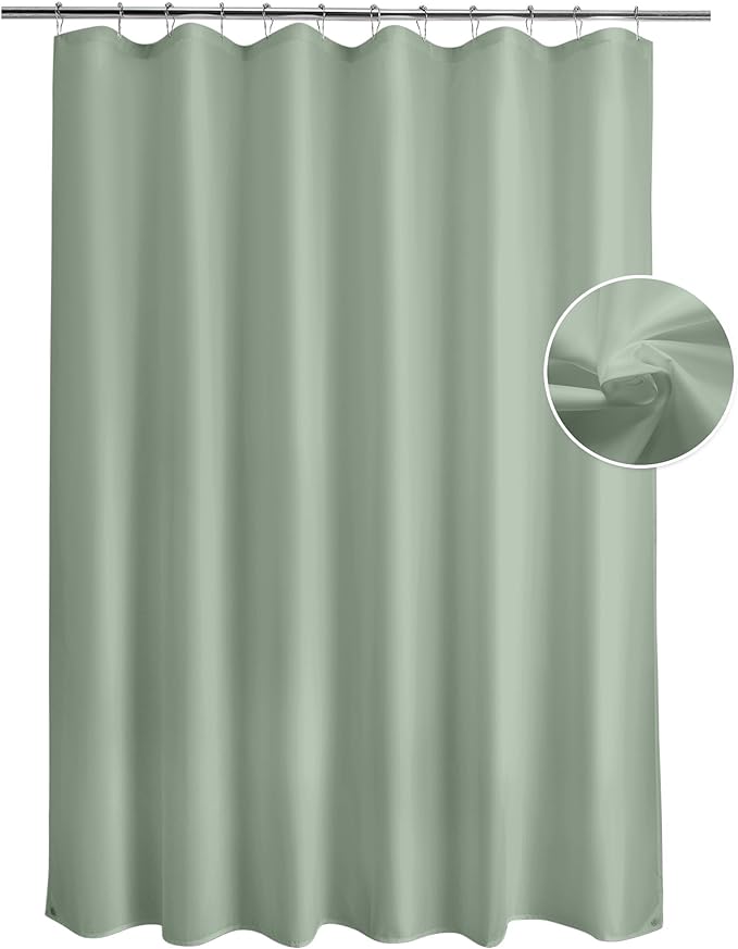 Titanker Waterproof Shower Curtain Liner Fabric, Sage Green Shower Curtain Liner with Magnets, Cloth Shower Liner Soft, Lightweight, Machine Washable, 70 x 72 Inches
