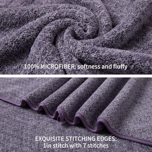 Ultra Soft Bath Towel Set,12 Piece (4 Bath Towels,4 Hand Towels,4 Washcloths) Family Bathroom Towels Set with Hanging Loop,Quick Dry Extra Absorbent Shower Towel for Bathroom,Hotel,Spa-Dark Purple