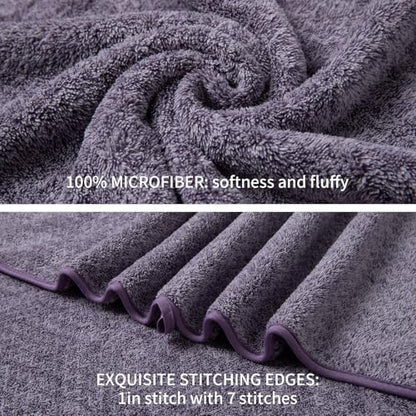 Ultra Soft Bath Towel Set,12 Piece (4 Bath Towels,4 Hand Towels,4 Washcloths) Family Bathroom Towels Set with Hanging Loop,Quick Dry Extra Absorbent Shower Towel for Bathroom,Hotel,Spa-Dark Purple