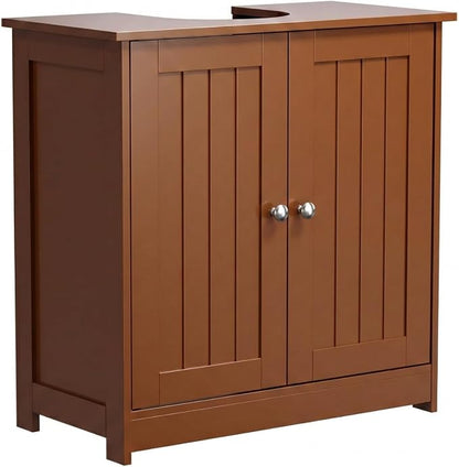 Bonnlo Pedestal Sink Storage Cabinet, 24" Espresso Under Sink Bathroom Storage Cabinet with 2 Doors and Adjustable Shelf, Traditional Bathroom Space Saver Organizer for Small Spaces, Water-Resistant