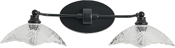 22.83-inch Black Bathroom Mirror Light Fixture， 2-Light E12 Sockets ，Vanity Lights ，Modern Minimalist Makeup Mirror Light Bathroom Vanity Light Fixtures(Bulb not Included)