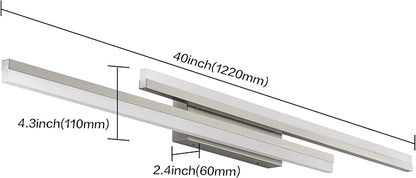 PRESDE 48" LED Bathroom Vanity Light, Modern Brushed Nickel Wall Bar Fixture Over Mirror Dimmable