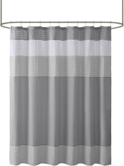 Comfort Spaces Windsor Bathroom Shower Pieced Ruffle Pattern Modern Elegant Microfiber Fabric Bath Curtains, 72x72, Gray | Microfiber, Adds Privacy, Machine Washable, OEKO-TEX Certified