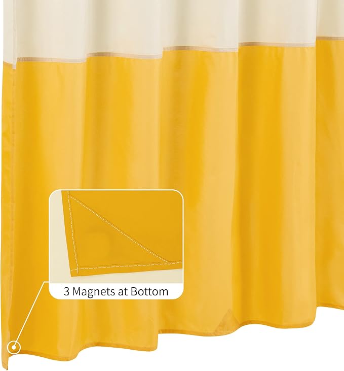 ALYVIA SPRING Waterproof Fabric Shower Curtain or Liner Cream/Yellow, 72x72 | 3 Magnets, Soft Cloth & Hotel Quality, Machine Washable, Light-Weight, Standard Size