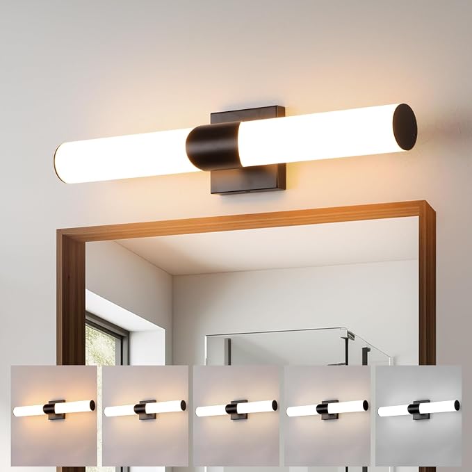 22" Black Bathroom Vanity Lights, Wall Sconce with Acrylic Shade | Modern Wall Light for Bathroom Bedroom Living Room Hallway
