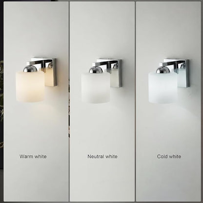 mirrea 1-Light Chromed Bathroom Vanity Light with White Glass Shade | Over Mirror,Wall Sconce,ETL listed,Bathroom Lighting Fixtures,Elegant Design,Milk White Glass Shade,Easy Installation