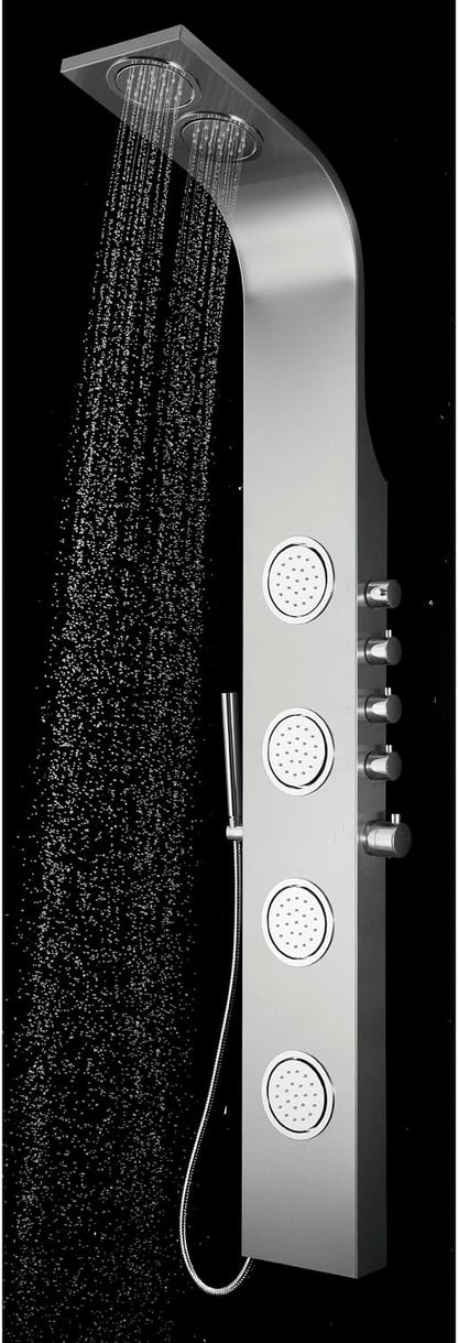 Blue Ocean 63" Stainless Steel SPS8863 Thermostatic Shower Panel Tower System vwith Rainfall Shower Head, Body Nozzles, and Handheld Shower Head, Shower Column