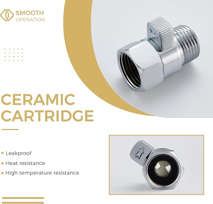 Shower Valve, Aomasi Brass Constructed Shut Off Valve Gate Flow Rate Regulator Water Flow Controller Universal Shower Head Hose Switch with Lever Handle Chrome